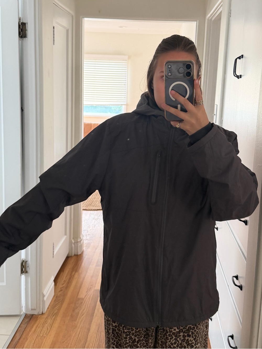 Hooded Men's Raincoat Jacket - Charcoal